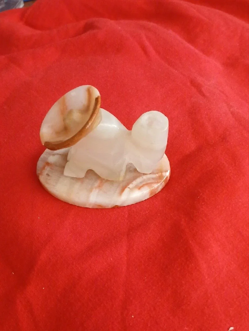 Hand-Carved Onyx Camel Figurine in Cream and Brown